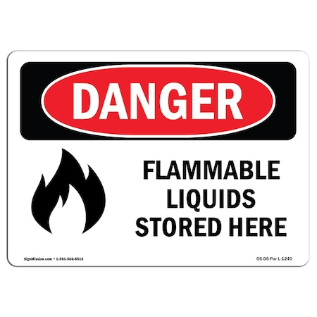 Signmission OSHA Sign, 7" Height, 10" Width, Aluminum, Flammable Liquids Stored Here, Landscape, L-1240 OS-DS-A-710-L-1240